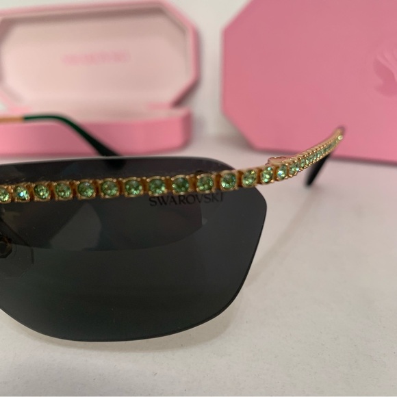 SWAROVSKI SK7001 400487 Gold Dark Grey Lenses Green 64mm Women\'s Sunglasses main image 4